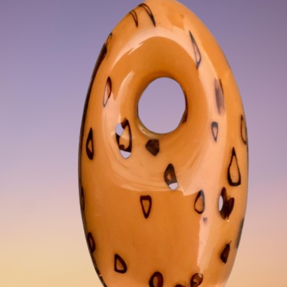 Art Glass Murano Style Orange Vase - Picture 2 of 6